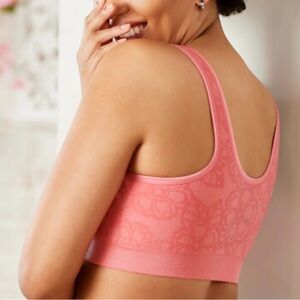 Anybody Set of 2 Floral Comfort Bralette in Coral Pink and Light Purple